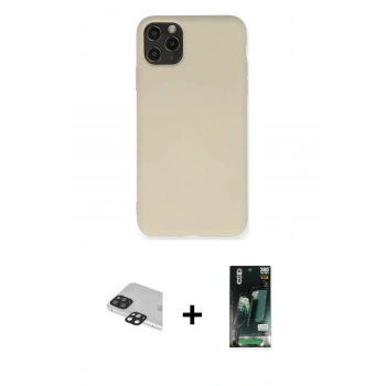 MARSİLYAN™- iPhone 11 Pro Max Kılıf Ahenk Serisi - Siyah 360 Mat Full Body Arka Koruyucu + Pers Alüminyum Kamera Lens - SH