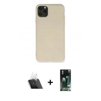 MARSİLYAN™- iPhone 11 Pro Max Kılıf Ahenk Serisi - Siyah 360 Mat Full Body Arka Koruyucu + Kamera Lens Koruma Cam - SF
