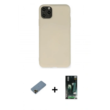 MARSİLYAN™- iPhone 11 Pro Max Kılıf Ahenk Serisi - Siyah 360 Mat Full Body Arka Koruyucu + Shine Kamera Lens Koruma Cam - GD