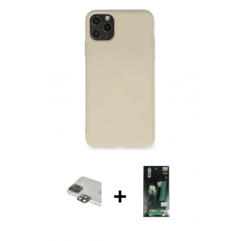 MARSİLYAN™- iPhone 11 Pro Max Kılıf Ahenk Serisi - Siyah 360 Mat Full Body Arka Koruyucu + Pers Alüminyum Kamera Lens - YL
