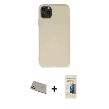 MARSİLYAN™- iPhone 11 Pro Max Kılıf Ahenk Serisi - Siyah 6D Mat Seramik Hayalet Nano Ekran Koruyucu + Rainbow Kamera Lens Koruma Cam - GD