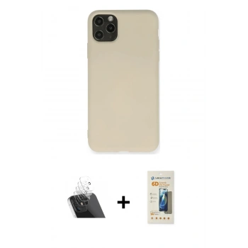 MARSİLYAN™- iPhone 11 Pro Max Kılıf Ahenk Serisi - Siyah 6D Mat Seramik Hayalet Nano Ekran Koruyucu + Kamera Lens Koruma Cam - SF