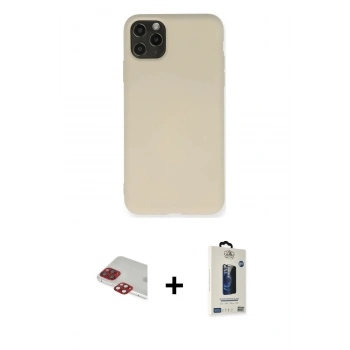 MARSİLYAN™- iPhone 11 Pro Max Kılıf Ahenk Serisi - Siyah Bilvis Hayalet Cam Ekran Koruyucu + Pers Alüminyum Kamera Lens - KI