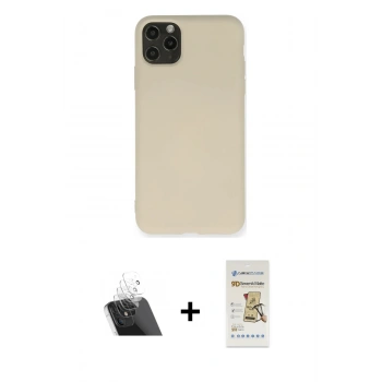 MARSİLYAN™- iPhone 11 Pro Max Kılıf Ahenk Serisi - Siyah Mat Seramik Nano Ekran Koruyucu + Kamera Lens Koruma Cam - SF