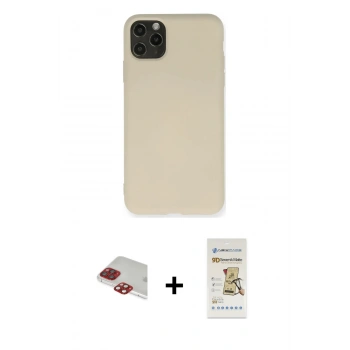 MARSİLYAN™- iPhone 11 Pro Max Kılıf Ahenk Serisi - Siyah Mat Seramik Nano Ekran Koruyucu + Pers Alüminyum Kamera Lens - KI
