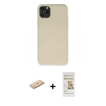 MARSİLYAN™- iPhone 11 Pro Max Kılıf Ahenk Serisi - Siyah Mat Seramik Nano Ekran Koruyucu + Renkli Kamera Lens Koruma Cam - MI