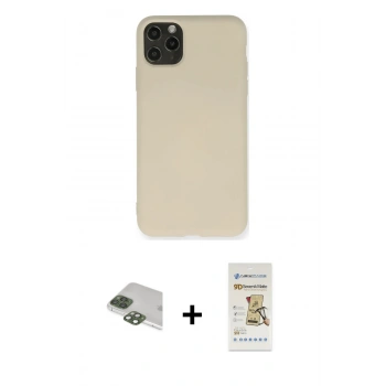 MARSİLYAN™- iPhone 11 Pro Max Kılıf Ahenk Serisi - Siyah Mat Seramik Nano Ekran Koruyucu + Pers Alüminyum Kamera Lens - YL