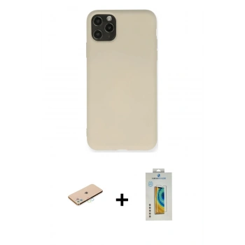 MARSİLYAN™- iPhone 11 Pro Max Kılıf Ahenk Serisi - Siyah Polymer Nano Ekran Koruyucu + Renkli Kamera Lens Koruma Cam - MI