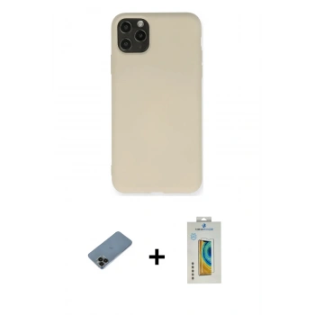 MARSİLYAN™- iPhone 11 Pro Max Kılıf Ahenk Serisi - Siyah Polymer Nano Ekran Koruyucu + Shine Kamera Lens Koruma Cam - SH