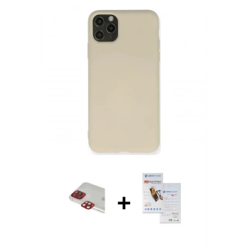 MARSİLYAN™- iPhone 11 Pro Max Kılıf Ahenk Serisi - Siyah Seramik Nano Ekran Koruyucu + Pers Alüminyum Kamera Lens - KI