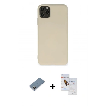 MARSİLYAN™- iPhone 11 Pro Max Kılıf Ahenk Serisi - Siyah Seramik Nano Ekran Koruyucu + Metal Kamera Lens Koruma Cam - GS