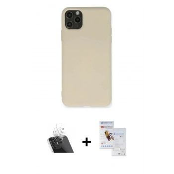 MARSİLYAN™- iPhone 11 Pro Max Kılıf Ahenk Serisi - Siyah Seramik Nano Ekran Koruyucu + Kamera Lens Koruma Cam - SF
