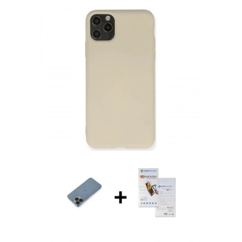 MARSİLYAN™- iPhone 11 Pro Max Kılıf Ahenk Serisi - Siyah Seramik Nano Ekran Koruyucu + Metal Kamera Lens Koruma Cam - SH