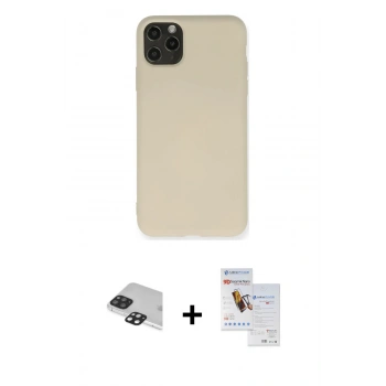 MARSİLYAN™- iPhone 11 Pro Max Kılıf Ahenk Serisi - Siyah Seramik Nano Ekran Koruyucu + Pers Alüminyum Kamera Lens - SH