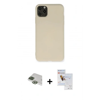 MARSİLYAN™- iPhone 11 Pro Max Kılıf Ahenk Serisi - Siyah Seramik Nano Ekran Koruyucu + Pers Alüminyum Kamera Lens - YL