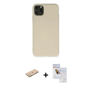MARSİLYAN™- iPhone 11 Pro Max Kılıf Ahenk Serisi - Siyah Seramik Nano Ekran Koruyucu + Renkli Kamera Lens Koruma Cam - YL