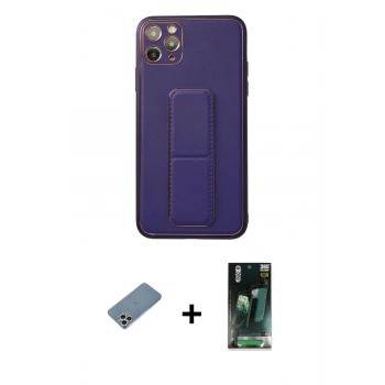 MARSİLYAN™- iPhone 11 Pro Max Kılıf Akış Doku - Şeffaf 360 Full Body Arka Koruyucu + Shine Kamera Lens Koruma Cam - GS