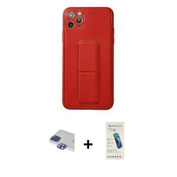 MARSİLYAN™- iPhone 11 Pro Max Kılıf Akış Doku - Şeffaf Pasifik Cam Ekran Koruyucu + Pers Alüminyum Kamera Lens - LT