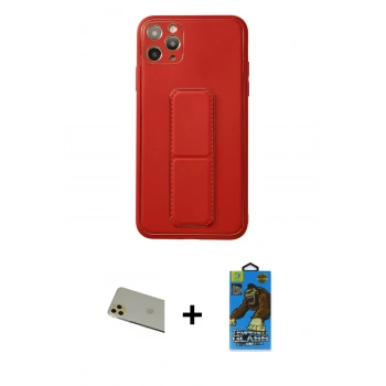 MARSİLYAN™- iPhone 11 Pro Max Kılıf Akış Doku - Siyah 18D Cam Ekran Koruyucu + Rainbow Kamera Lens Koruma Cam - GD
