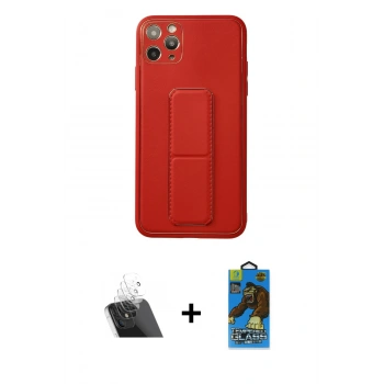 MARSİLYAN™- iPhone 11 Pro Max Kılıf Akış Doku - Siyah 18D Cam Ekran Koruyucu + Kamera Lens Koruma Cam - SF