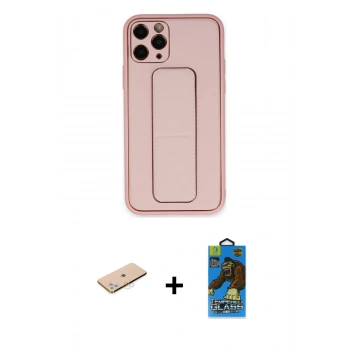 MARSİLYAN™- iPhone 11 Pro Max Kılıf Akış Doku - Siyah 18D Cam Ekran Koruyucu + Renkli Kamera Lens Koruma Cam - MI
