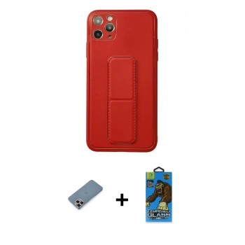 MARSİLYAN™- iPhone 11 Pro Max Kılıf Akış Doku - Siyah 18D Cam Ekran Koruyucu + Metal Kamera Lens Koruma Cam - GD