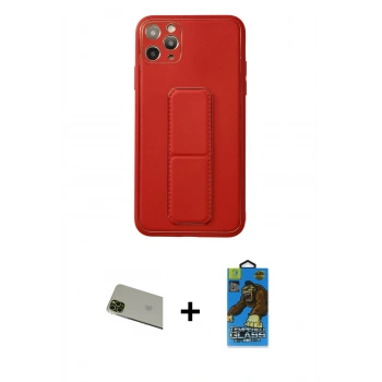 MARSİLYAN™- iPhone 11 Pro Max Kılıf Akış Doku - Siyah 18D Cam Ekran Koruyucu + Rainbow Kamera Lens Koruma Cam - YL