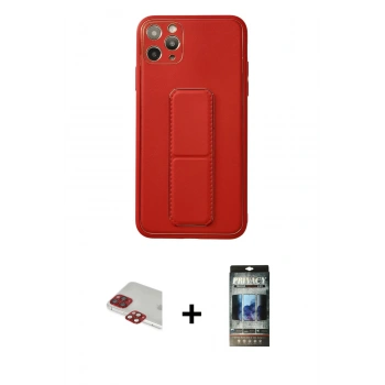 MARSİLYAN™- iPhone 11 Pro Max Kılıf Akış Doku - Siyah 34D Hayalet Izgaralı Cam + Pers Alüminyum Kamera Lens - KI