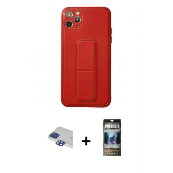 MARSİLYAN™- iPhone 11 Pro Max Kılıf Akış Doku - Siyah 34D Hayalet Izgaralı Cam + Pers Alüminyum Kamera Lens - LT