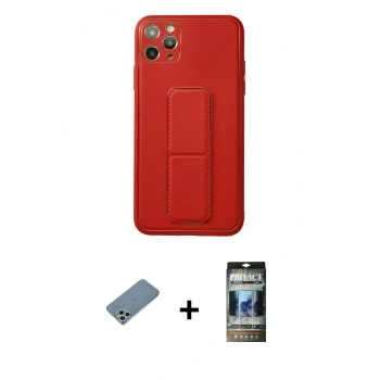 MARSİLYAN™- iPhone 11 Pro Max Kılıf Akış Doku - Siyah 34D Hayalet Izgaralı Cam + Shine Kamera Lens Koruma Cam - GS