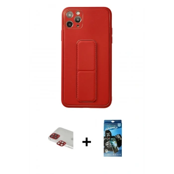 MARSİLYAN™- iPhone 11 Pro Max Kılıf Akış Doku - Siyah 34D Izgaralı Cam + Pers Alüminyum Kamera Lens - KI
