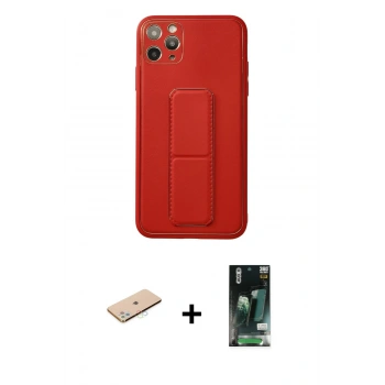 MARSİLYAN™- iPhone 11 Pro Max Kılıf Akış Doku - Siyah 360 Mat Full Body Arka Koruyucu + Renkli Kamera Lens Koruma Cam - MI