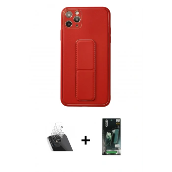 MARSİLYAN™- iPhone 11 Pro Max Kılıf Akış Doku - Siyah 360 Mat Full Body Arka Koruyucu + Kamera Lens Koruma Cam - SF