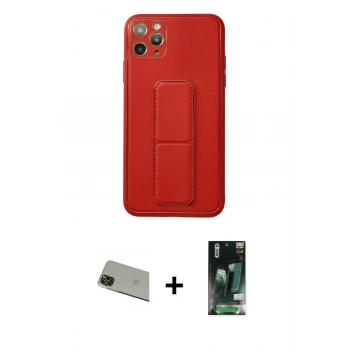 MARSİLYAN™- iPhone 11 Pro Max Kılıf Akış Doku - Siyah 360 Mat Full Body Arka Koruyucu + Rainbow Kamera Lens Koruma Cam - YL