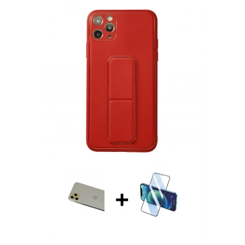 MARSİLYAN™- iPhone 11 Pro Max Kılıf Akış Doku - Siyah 3D Antistatik Cam Ekran Koruyucu + Rainbow Kamera Lens Koruma Cam - GD