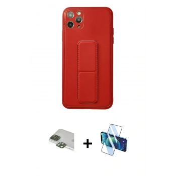 MARSİLYAN™- iPhone 11 Pro Max Kılıf Akış Doku - Siyah 3D Antistatik Cam Ekran Koruyucu + Pers Alüminyum Kamera Lens - YL