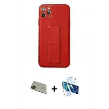 MARSİLYAN™- iPhone 11 Pro Max Kılıf Akış Doku - Siyah 3D Antistatik Cam Ekran Koruyucu + Rainbow Kamera Lens Koruma Cam - YL