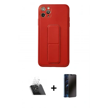 MARSİLYAN™- iPhone 11 Pro Max Kılıf Akış Doku - Siyah 3D Antistatik Hayalet Cam Ekran Koruyucu + Kamera Lens Koruma Cam - SF