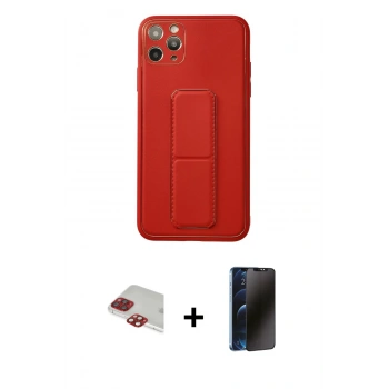 MARSİLYAN™- iPhone 11 Pro Max Kılıf Akış Doku - Siyah 3D Antistatik Hayalet Cam Ekran Koruyucu + Pers Alüminyum Kamera Lens - KI