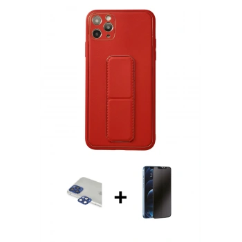 MARSİLYAN™- iPhone 11 Pro Max Kılıf Akış Doku - Siyah 3D Antistatik Hayalet Cam Ekran Koruyucu + Pers Alüminyum Kamera Lens - LT
