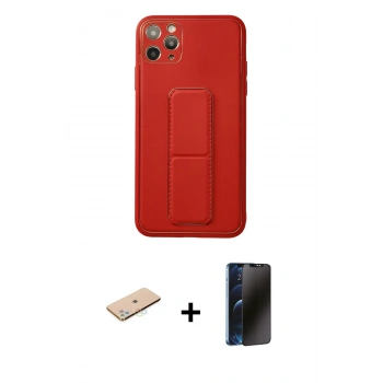 MARSİLYAN™- iPhone 11 Pro Max Kılıf Akış Doku - Siyah 3D Antistatik Hayalet Cam Ekran Koruyucu + Renkli Kamera Lens Koruma Cam - MI