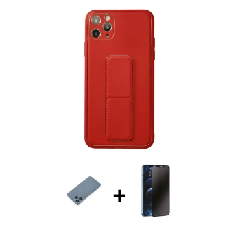 MARSİLYAN™- iPhone 11 Pro Max Kılıf Akış Doku - Siyah 3D Antistatik Hayalet Cam Ekran Koruyucu + Shine Kamera Lens Koruma Cam - MI