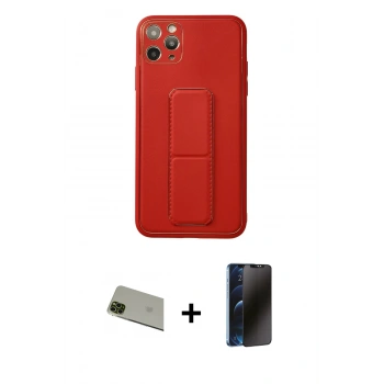 MARSİLYAN™- iPhone 11 Pro Max Kılıf Akış Doku - Siyah 3D Antistatik Hayalet Cam Ekran Koruyucu + Rainbow Kamera Lens Koruma Cam - YL
