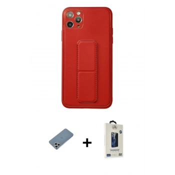 MARSİLYAN™- iPhone 11 Pro Max Kılıf Akış Doku - Siyah Bilvis Hayalet Cam Ekran Koruyucu + Shine Kamera Lens Koruma Cam - GS