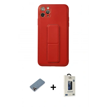 MARSİLYAN™- iPhone 11 Pro Max Kılıf Akış Doku - Siyah Bilvis Hayalet Cam Ekran Koruyucu + Metal Kamera Lens Koruma Cam - MR