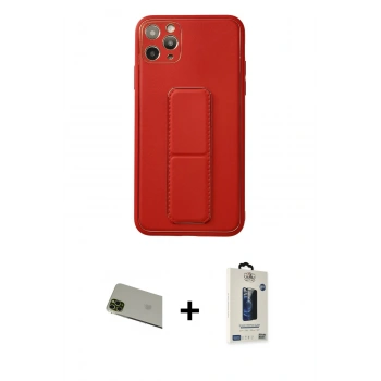 MARSİLYAN™- iPhone 11 Pro Max Kılıf Akış Doku - Siyah Bilvis Hayalet Cam Ekran Koruyucu + Rainbow Kamera Lens Koruma Cam - YL
