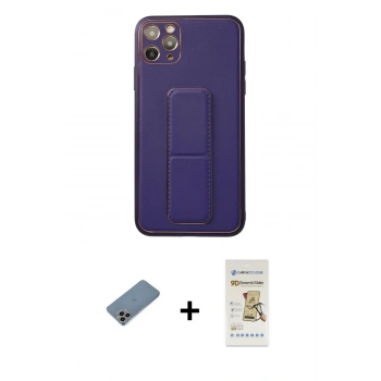 MARSİLYAN™- iPhone 11 Pro Max Kılıf Akış Doku - Siyah Mat Seramik Nano Ekran Koruyucu + Shine Kamera Lens Koruma Cam - GI