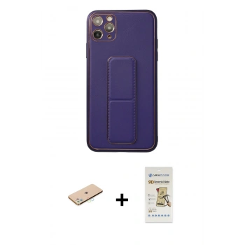 MARSİLYAN™- iPhone 11 Pro Max Kılıf Akış Doku - Siyah Mat Seramik Nano Ekran Koruyucu + Renkli Kamera Lens Koruma Cam - MI