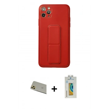 MARSİLYAN™- iPhone 11 Pro Max Kılıf Akış Doku - Siyah Polymer Nano Ekran Koruyucu + Rainbow Kamera Lens Koruma Cam - GD