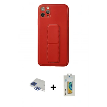 MARSİLYAN™- iPhone 11 Pro Max Kılıf Akış Doku - Siyah Polymer Nano Ekran Koruyucu + Pers Alüminyum Kamera Lens - LT